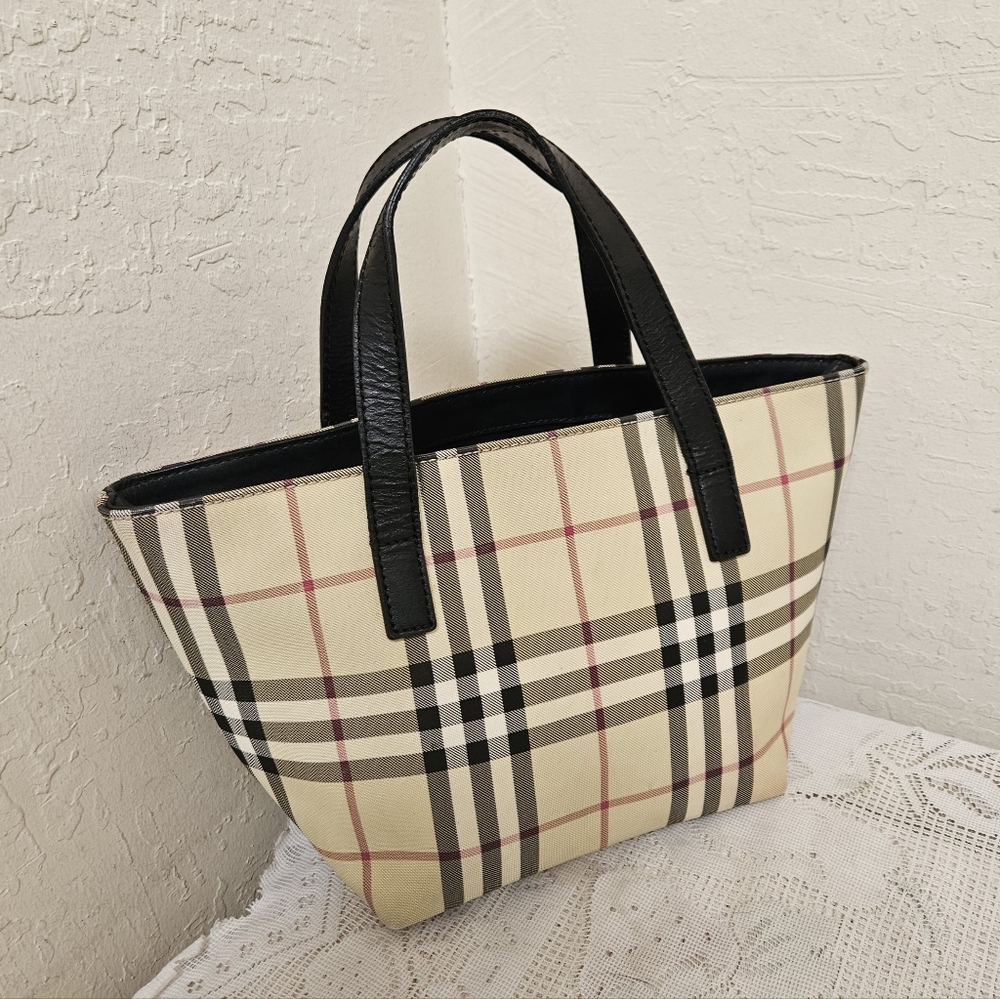 Burberry Coated Canvas Small Handbag Satchel AUTHENTIC - Picture 2 of 16